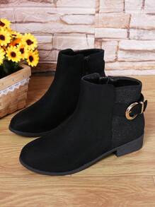 2025 Herbst/Winter Neue Plateausohle Seitlicher Reißverschluss Patchwork Modestiefel, Lässige Dekorative Damenstiefel - Schwarz - Übersicht 4