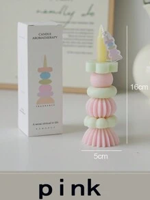 1 pieza Vela aromática apilable geométrica de alegría, adecuada para decoración del hogar, fiestas, decoración de mesa, regalo de festivales, cena, fiesta, relajación/meditación, iluminación ambiental, decoración de habitaciones, regalos