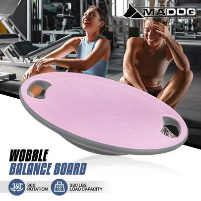 MADOG Wobble Balance Board For Standing Desk, Non-Skid Exercise Balance Trainer With 360° Rotation And Handle For Home Gym, Black