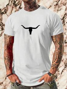 Playera Toro Cuernos Diseño - Blanco - Ver 1