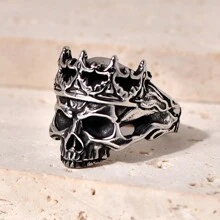 1pc luxe persoonlijkheid trendy schedelkroon roestvrijstalen ring voor heren