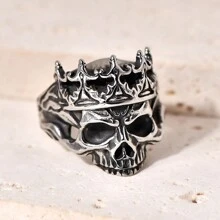 1pc luxe persoonlijkheid trendy schedelkroon roestvrijstalen ring voor heren