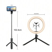 Ring Light With Tripod For Cell Phone, 10 Inch Dimmable Fill Light, 3 Modes 10 Brightness For LED Ring Light Compatible With IPhone/Android Cell Phones - Black - View 5