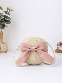 Children's Woven Straw Crossbody Bag For Beach - Beige - View 12