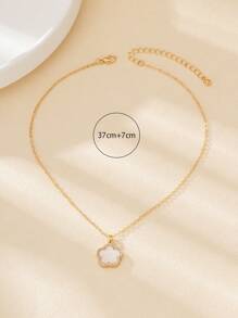 1 pieza Collar de mujer con colgante de trébol de la suerte con strass, para baile de graduación, fiesta o regalo de cita, San Valentín, mamá, madre, Día de la Madre - Blanco - Ver 5