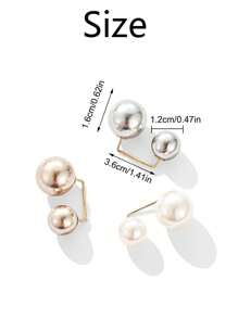 3入組女士雙珍珠胸針適合派對正式洋裝腰裝飾用品 - 彩色 - 查看 3