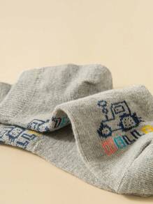 12對隨機圖案男童襪子，以卡通恐龍，汽車，帆船，鯊魚為特色；適合作為禮物贈送和日常穿著 - 彩色 - 查看 7