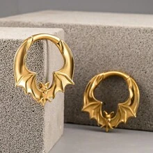 1入組低過敏不銹鋼蝙蝠塞式耳穴擴張器，時尚身體飾品