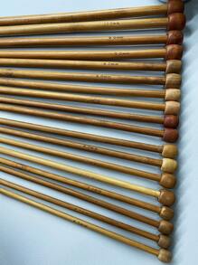 35cm單頭針編織針套裝/碳化竹針（2pcs）2.0mm-2.25mm-2.5mm-2.75mm-3.0mm-3.25mm-3.5mm-3.75mm-4.0mm-4.5mm-5.0mm-5.5mm-6.0mm-6.5mm-7.0mm-8.0mm-9.0mm-10.0mm - 卡其色 - 查看 7