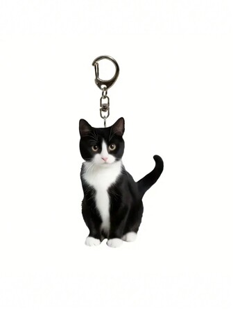 1 llavero de gato esmoquin blanco y negro, accesorios para bolso, colgante de gato acrílico 2D, 0,12 pulgadas de grosor, diseño de doble cara, llavero de animal para mochilas y regalos