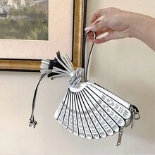 JIOMAY 新風扇形包款仙氣流蘇鑽花空心手機袋宴會手提斜跨包 - 白色 - 查看 5