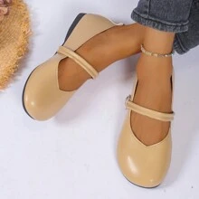Chaussures babies souple rétro français avec jupe pour femmes; chaussures plates peu profondes pour les quatre saisons, avec bout carré et semelle souple; nouveauté de 2024, idéale pour les étudiantes - Kaki - Voir 2