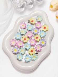 10入組女孩可愛多色花朵髮夾，短吻鱷魚夾，適用於舞會、假期和日常使用 - 彩色 - 查看 10
