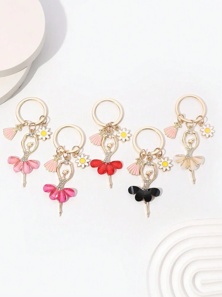 New Hot Selling DIY Handmade Crystal Dancing Fairy Girl Keychain For Handbag Backpack Car Key Decoration Festival Gift Event Souvenir. Suitable For Daily Use. SHEIN