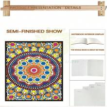 LaoJieYuan 2026新款日记本钻石刺绣笔记本，DIY水晶局部5D钻石画马赛克圆形水钻笔记本，备忘录本，日记本，会议记录本，考试记录本 - 款式18 - 查看 7