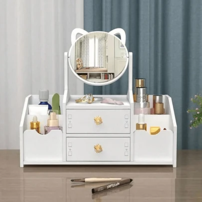 1个抽屉式化妆收纳盒，带镜子，可作珠宝收纳架、护肤品收纳盒、化妆品收纳盒、浴室收纳盒、梳妆台收纳盒、化妆盒、卧室收纳盒、卧室装饰、卧室配件包、房间装饰、包袋、化妆包、梳妆台、旅行、化妆包、旅行必备品、收纳盒、储物盒、旅行必备品、化妆品收纳盒、化妆包、化妆品收纳盒、收纳盒、洗漱包、桌面收纳盒、化妆品包、化妆袋、化妆品收纳盒、梳妆台配件、化妆袋、化妆包、珠宝盒、收纳袋、化妆刷架、刷架、香水收纳盒、收纳袋、女士礼物、圣诞礼物、女士礼物创意、房间装饰