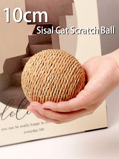 10CM Large Interactive Sisal Cat Scratch Ball With Sound, Durable Pet Toy For Grinding Teeth And Entertainment, Suitable For Cats To Chase, Bite And Scratch