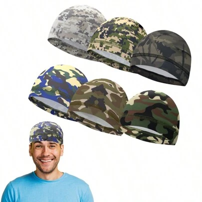 迷彩排汗骷髏帽頂盔襯迷彩運動髮帶冷卻單車硬帽骷髏帽男女適用
