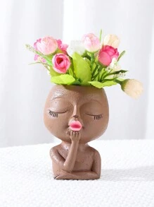 Maceteros con forma de cabeza de mujer con cara, macetas con forma de cabeza de señora, macetas con caras de niñas lindas, macetas con forma de busto de estatua, maceteros redondos para suculentas de mujer con drenaje, para plantas de interior y exterior, moderno jarrón con orificios de drenaje - Multicolor - Ver 7