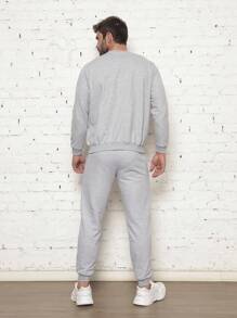 Men Hoodie & Sweatshirt Co-Ords - Grey - View 4