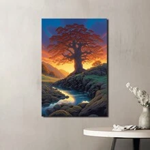 1入組帆布幻想樹景畫，時尚的牆飾藝術海報適用於臥室/走廊（不包括相框） - 彩色 - 查看 1