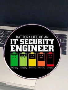 Broche de ingeniero de energía, insignia divertida de dibujos animados de batería para redes sociales, aleación metálica - Negro - Ver 4