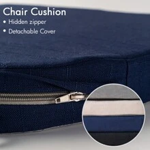 Chair Cushion With Ties For Dining Chairs, Non Slip Kitchen Chair Pad And Dining Seat Cushion With Machine Washable Cover, Navy,16"X16"X2" - Navy Blue - View 4