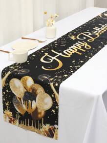 1 pieza Mantel de poliéster para cumpleaños en color negro y dorado, Cubremantel para mesa para decoración de fiesta de té de barbacoa de aniversario para hombres y mujeres. Decoración para cumpleaños de 90, 80, 70, 60, 50, 40 y 30 - oro negro - Ver 11