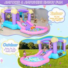 Dmuchany Domek, Pastelowy Dmuchany Domek ze Zjeżdżalnią, Letnia Zabawa Dmuchany Domek, Dmuchany Zamek Z Dmuchawą Powietrza, Dmuchany Zamek Ze Zjeżdżalnią, Prezenty Dla Dzieci - Fioletowy - Zobacz 6