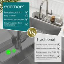 1 pièce Tapis de robinet de cuisine - Écran anti-éclaboussures en diatomite pour évier, plateau absorbant l'eau en pierre à séchage rapide, avec papier de verre, convient pour évier de cuisine, baignoire de salle de bain, séchage rapide, antidérapant, facile à nettoyer, 45 x 10 cm, 60 x 10 cm - Multicolore - Voir 5