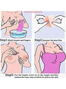 2/4/6/10/12入組可重複使用矽膠乳頭墊- 女性胸貼貼紙 - 無肩帶提拉胸貼膠墊胸貼 - 粉色 - 查看 6