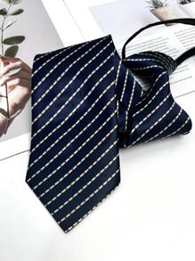 1 件拉链条纹领带适合日常和派对佩戴男士领带 - 彩色 - 查看 7