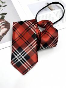 1 件拉链条纹领带适合日常和派对佩戴男士领带 - 彩色 - 查看 6