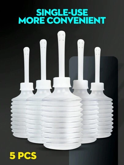 5 piezas Bañera de asiento desechable para mujeres, 200ml, con rociador de 8 orificios, sistema de limpieza de bañera de asiento para el hogar, dispositivo de limpieza y enjuague, para higiene femenina, accesorios de baño, herramientas de baño