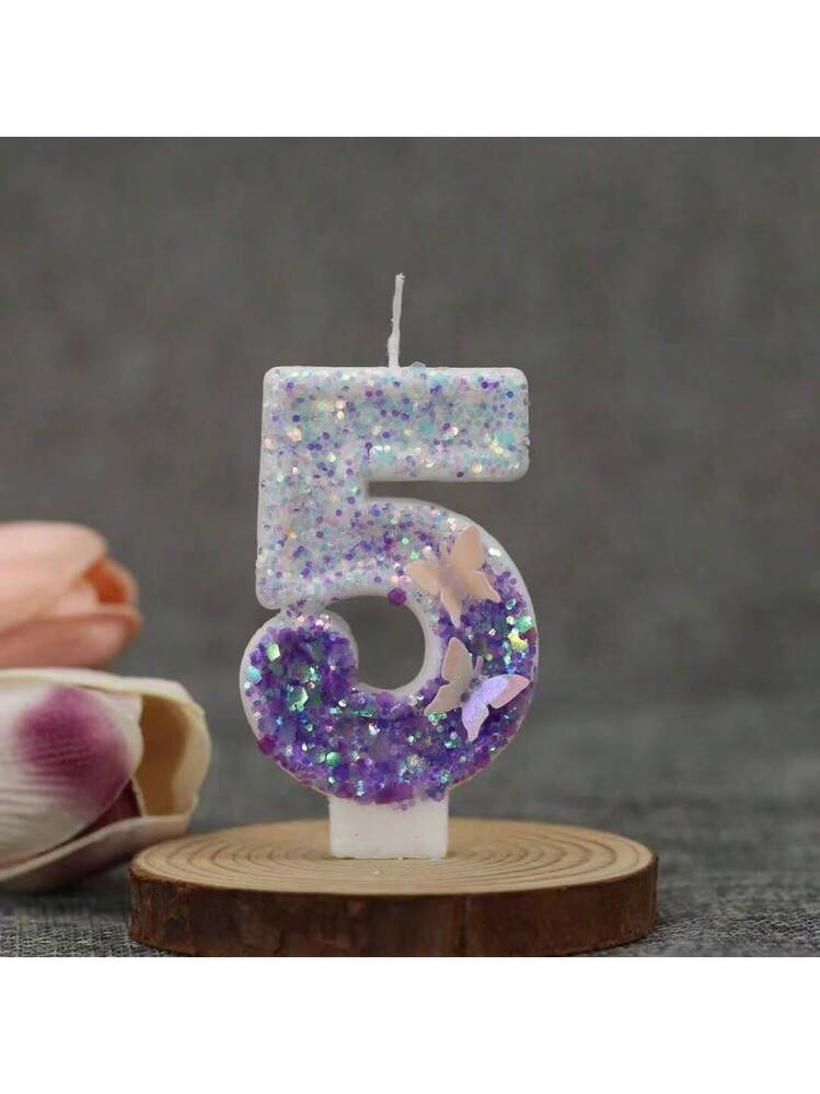 7,5 cm Candele di Compleanno Numero, Candele Numeri Torta Rosa Glitterato Cake Topper Candele di Compleanno a Farfalla con Paillettes per Forniture per Feste di Anniversario (Numero 9