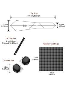 AlanKing 1套細條紋領帶，口袋方巾，袖扣禮盒組，男士專用，藍色，7.5cm寬，適合節日婚禮、工作和休閒場合 - HB256 - 查看 2