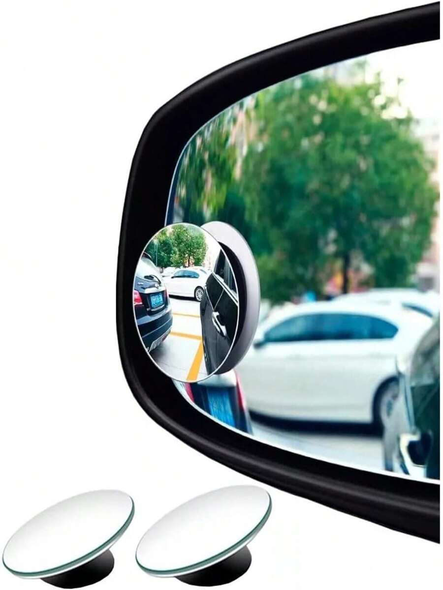 2 pzs Espejo Retrovisor Concavo Punto Ciego Angulo Ajustable con Vista 360° Universal Vmingo Mexico - Plateado - Ver 1