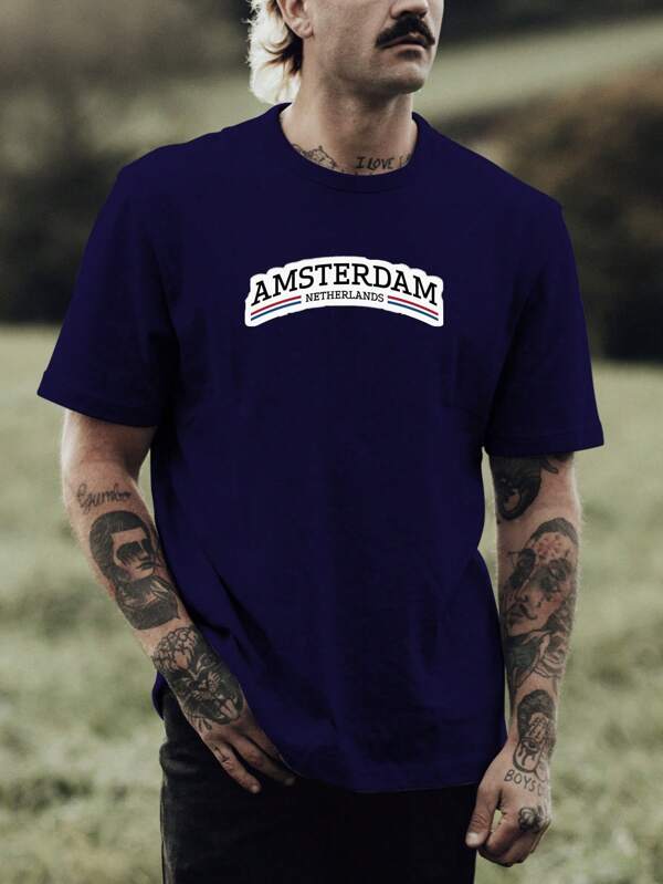 Camiseta Masculina City Amsterdam Capital Holanda 100% Algodão Fio 30.1