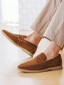 Men's Low Vamp Loafers, Made Of PU Material, Comfortable, Lightweight, Suitable For Parties And Formal Occasions