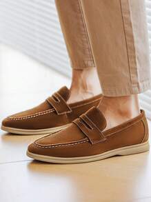 Men's Low Vamp Loafers, Made Of PU Material, Comfortable, Lightweight, Suitable For Parties And Formal Occasions