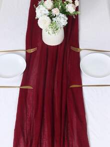 1入組90 * 180cm純色綢緞桌布，婚禮生日派對房間背景桌布DIY裝飾，35 * 70英寸純色桌布，適用於桌面覆蓋 - 彩色 - 查看 7