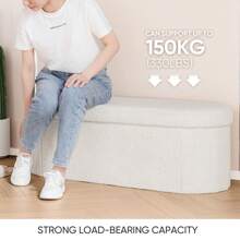 Folding Storage Ottoman, Long Ottomans Shoes Bench Ellipse , Teddy Storage Chest Footrest Seat 43.3"*14.96"*14.96"