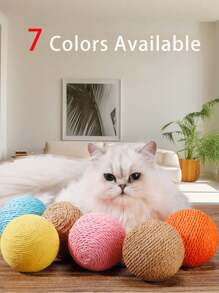 Bola grande de sisal para rascar gatos (interactiva, con sonido), juguete duradero para mascotas para morder, raspar, pulir dientes y entretenerse, adecuado para que los gatos persigan, muerdan y rasquen - Multicolor - Ver 4