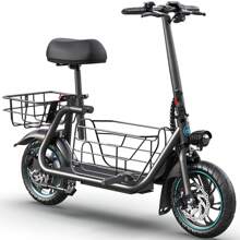 GYROOR Electric Scooter With Seat With 550W Powerful Motor, 20-Mile Range, Speed Up To 18.6MPH, Ample Storage For Pets & Cargo - màu đen - Xem 2