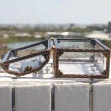 Vintage Treasure Chest Storage Box - Multi-Use, Fabric-Lined, Tabletop Display For Gifts And Goodies - Bronze - View 4