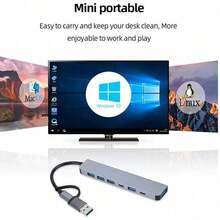 STONESKY 7 In 1 Multiport USB-C Hub Type C To USB 3.0 2.0 Adapter For IOS Pro - Bạc - Xem 11