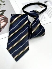 1 件拉链条纹领带适合日常和派对佩戴男士领带 - 彩色 - 查看 8