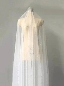 1入組假珍珠裝飾桌布，婚禮白色珍珠紗網桌布，婚禮拱門裝飾宴會新娘派對，派對裝飾，椅子流蘇，活動背景牆裝飾 - 彩色 - 查看 6