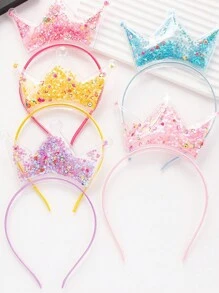 5 chiếc băng đô vương miện công chúa lấp lánh, 5 chiếc băng đô đính kim cương lấp lánh, dây buộc tóc co giãn lấp lánh, quà tặng tiệc tùng, phụ kiện tóc công chúa, đồ trang trí tóc. - Nhiều màu - Xem 3