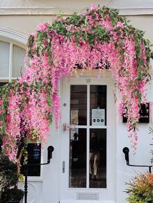 Hoa nhân tạo Tơ mây Vòng hoa Mây nhân tạo Tơ treo Hoa nhà Vườn ngoài trời Lễ trang trí cổng vòm đám cưới (Hồng) - Hồng - Xem 4